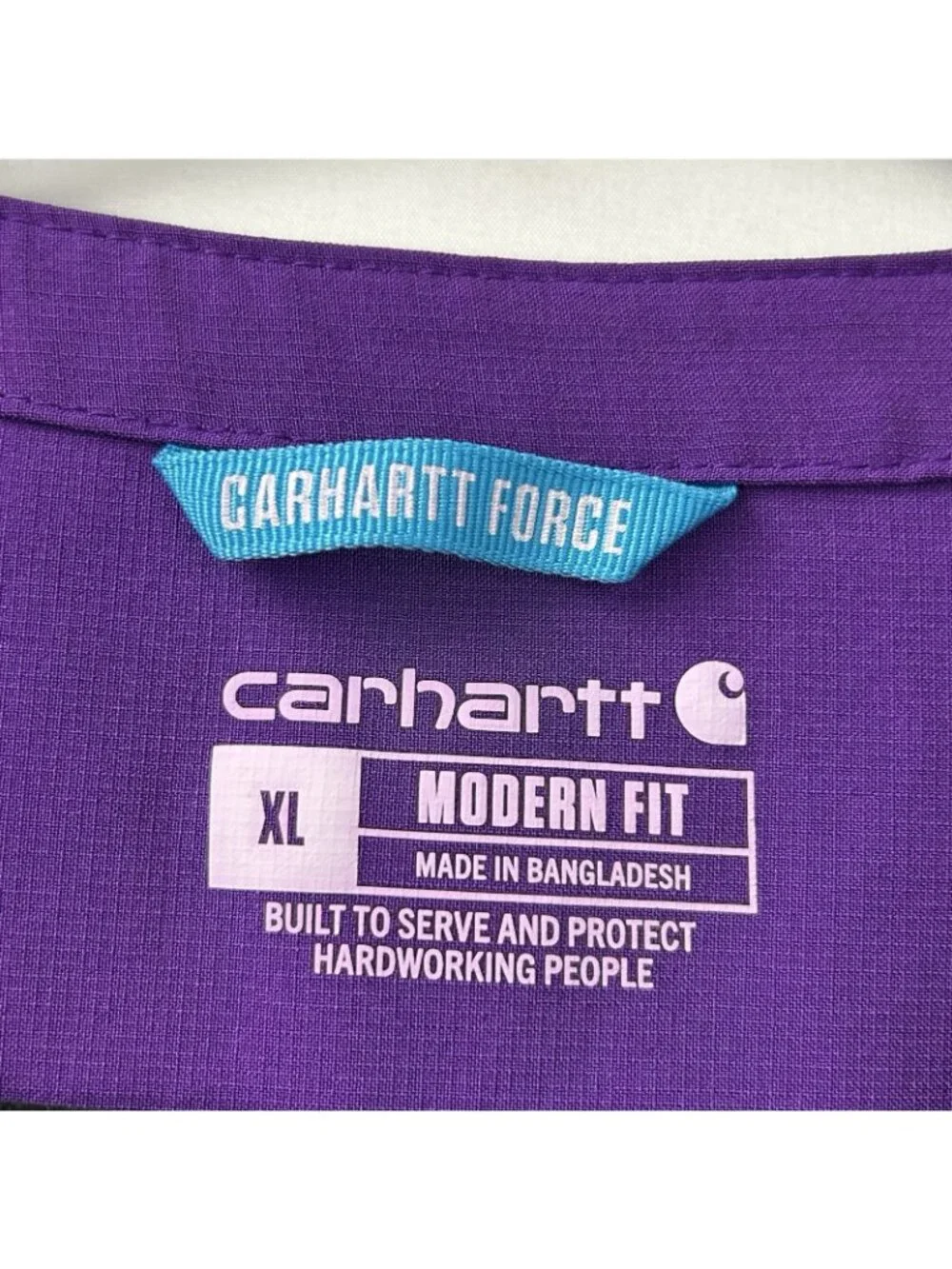 Carhartt Force Modern Fit Scrub Top Womens XL Purple Short Sleeve V Neck Logo - Picture 3 of 15